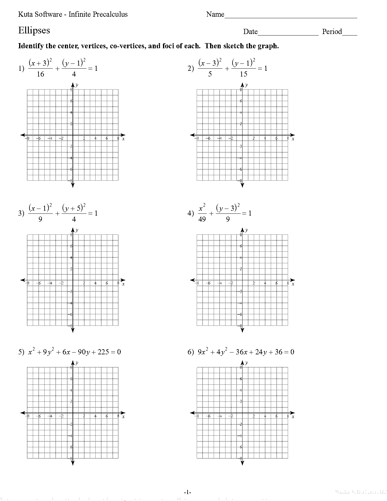 area of ellipse worksheet